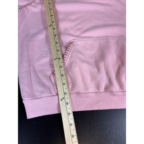 Honorine Hoodie Sweatshirt Pink Size Medium Made in USA Pocket Contrast Stitch - Picture 7 of 11